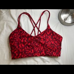 Red Jaguar Print Sports Bra